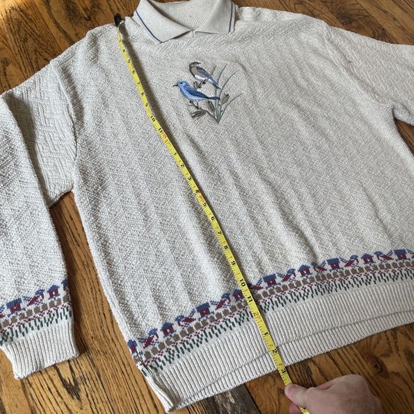 vintage grandma collared bird lightweight long sleeve sweatshirt size la… - Picture 8 of 9